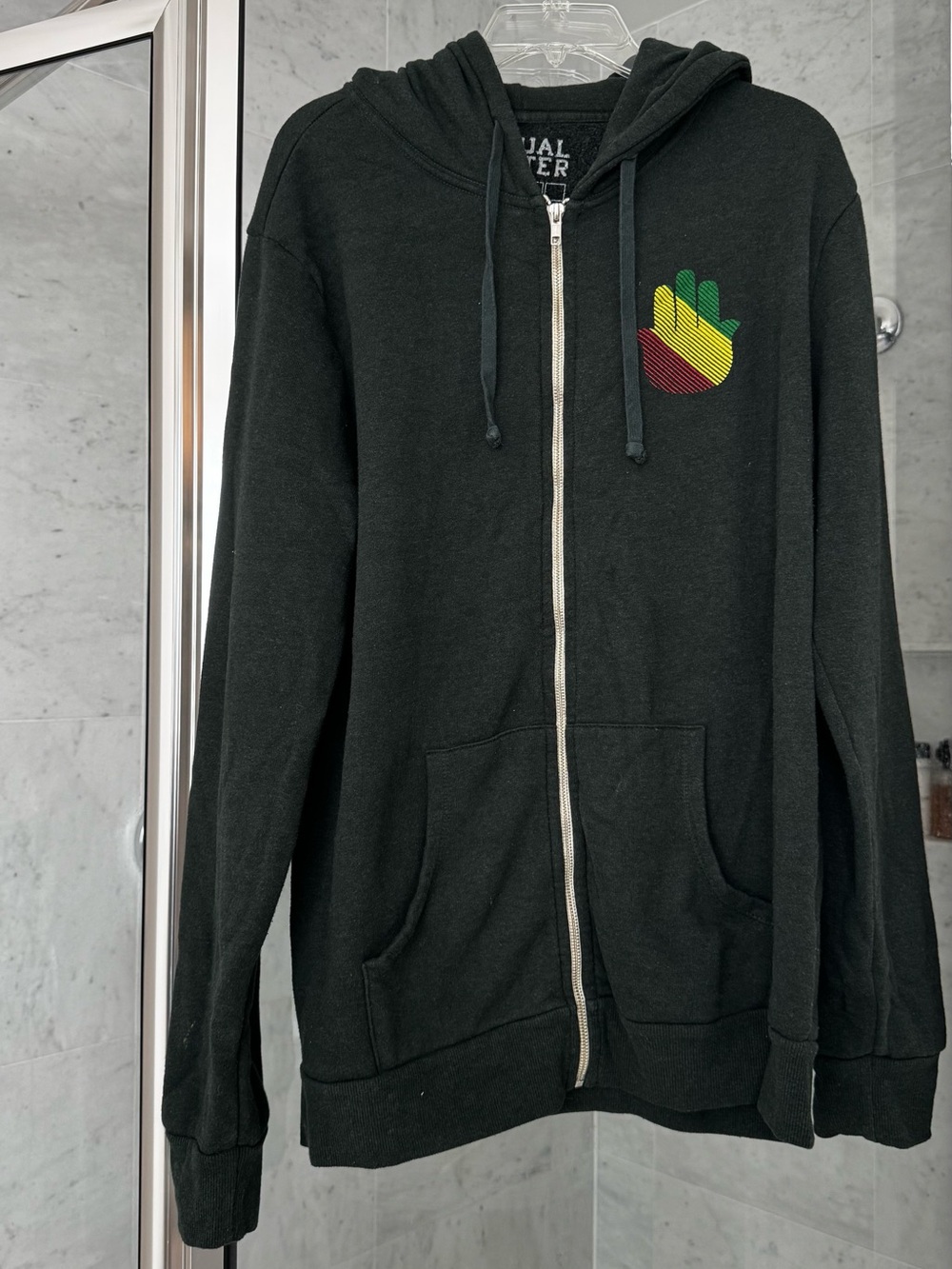 SPIRITUAL GANGSTER Dark Green Zip-Up Hoodie Sweatshirt